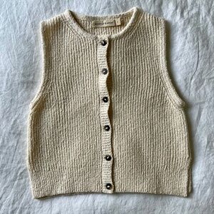 micaela greg cream boucle rib vest
